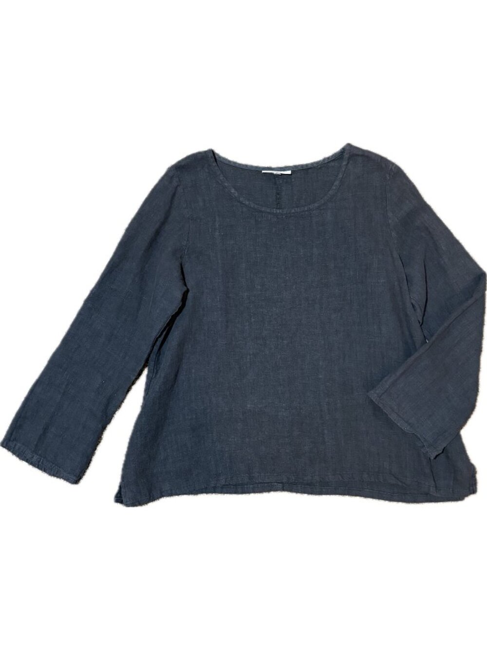 Bryn Walker L 100% Linen Tunic Swing Top Oversized Gray Lagenlook Shirt Artsy
